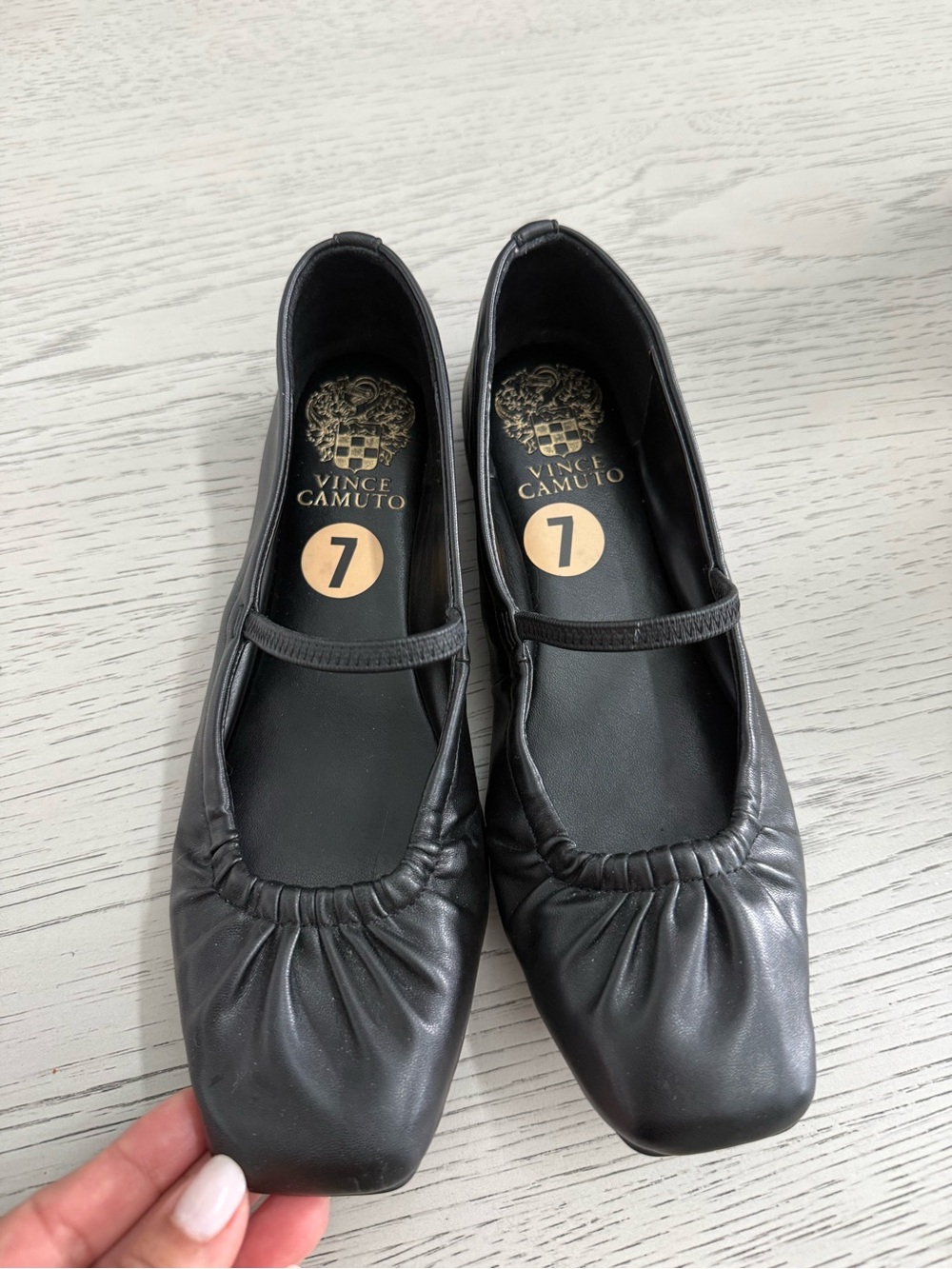 Vince Camuto Black Mary Jane Square-Toe Ballet Flats